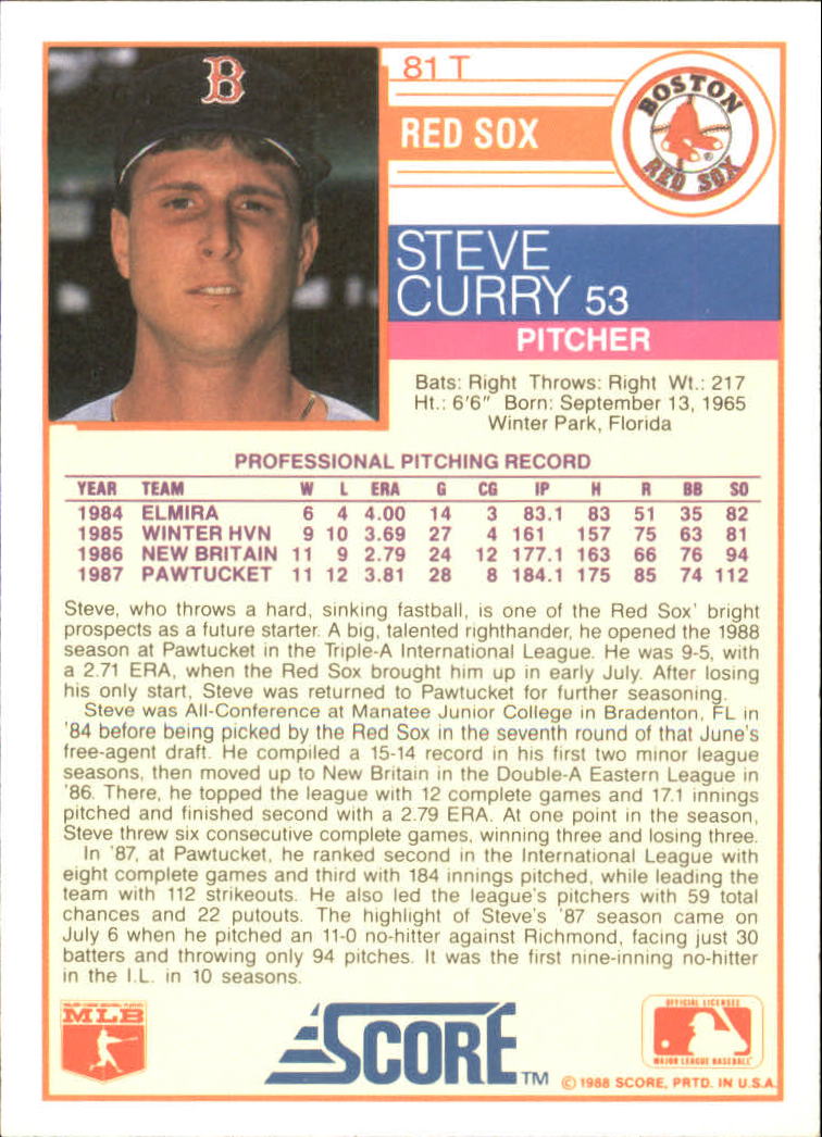 1988 Score Rookie/Traded Baseball Base Singles (Pick Your Cards) - Picture 143 of 187