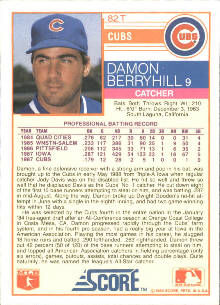 1988 Score Rookie/Traded Baseball Base Singles (Pick Your Cards) - Picture 145 of 187