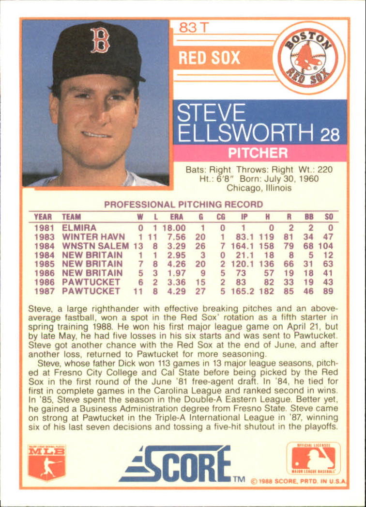 1988 Score Rookie/Traded Baseball Base Singles (Pick Your Cards) - Picture 147 of 187