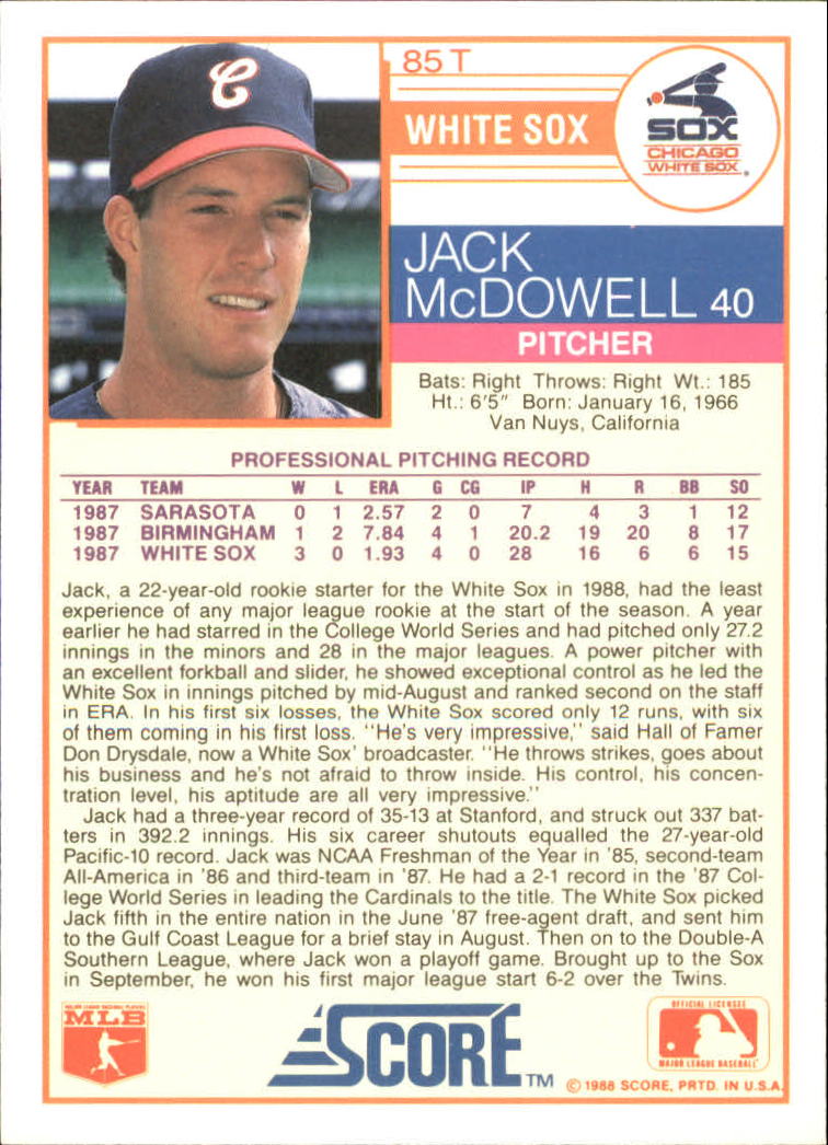 1988 Score Rookie/Traded Baseball Base Singles (Pick Your Cards) - Picture 149 of 187