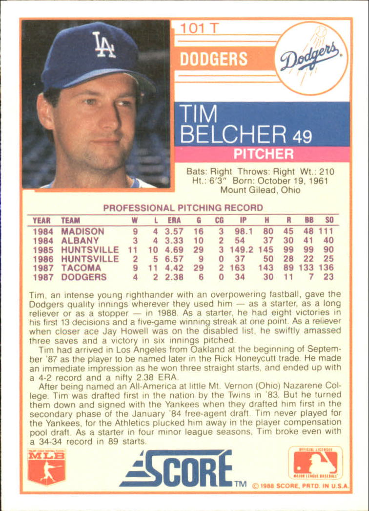 1988 Score Rookie/Traded Baseball Base Singles (Pick Your Cards) - Picture 173 of 187