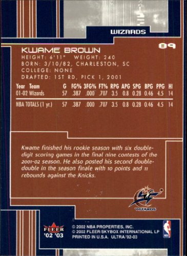 Kwame Brown NBA Select from Base, RC Rookie, & Jersey Singles (Pick Your Cards) - Bild 92 von 100
