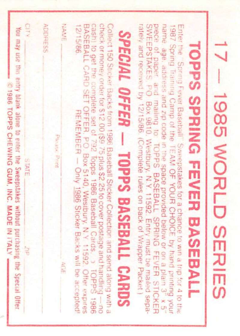 1986 Topps MLB Baseball Album Stickers Pick From List - Picture 34 of 398