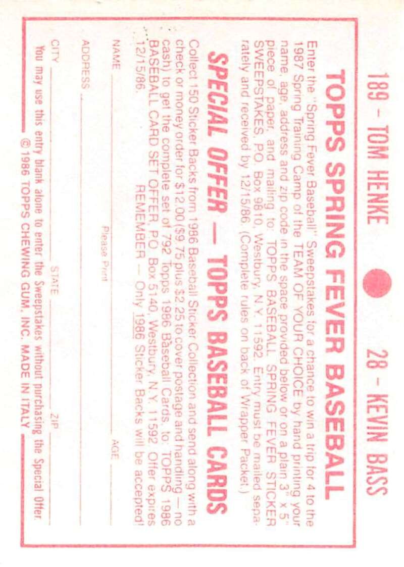 1986 Topps MLB Baseball Album Stickers Pick From List - Picture 56 of 398