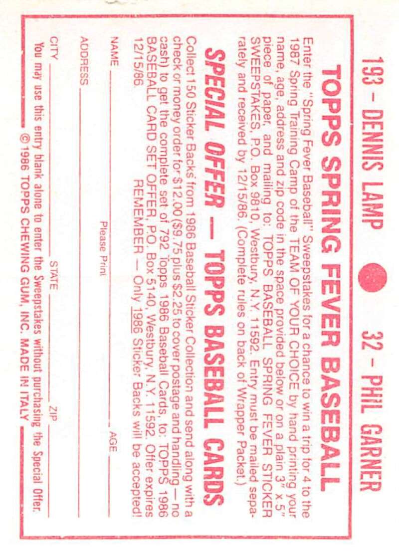 1986 Topps MLB Baseball Album Stickers Pick From List - Picture 64 of 398