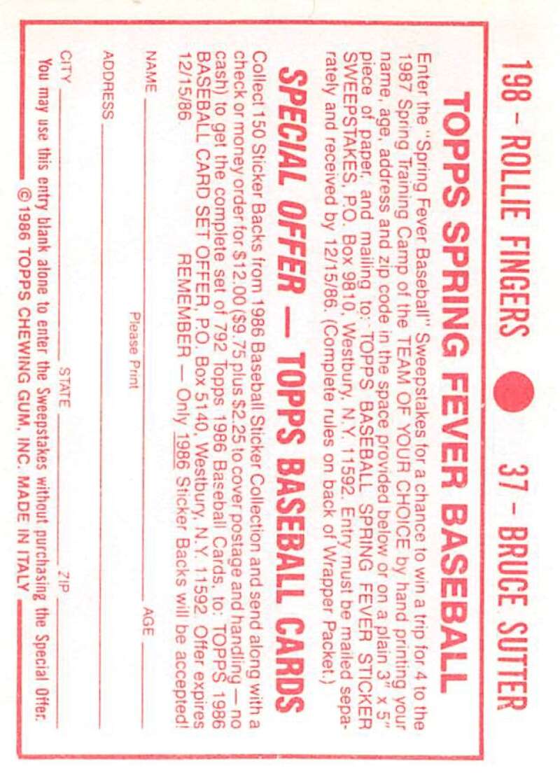 1986 Topps MLB Baseball Album Stickers Pick From List - Picture 74 of 398