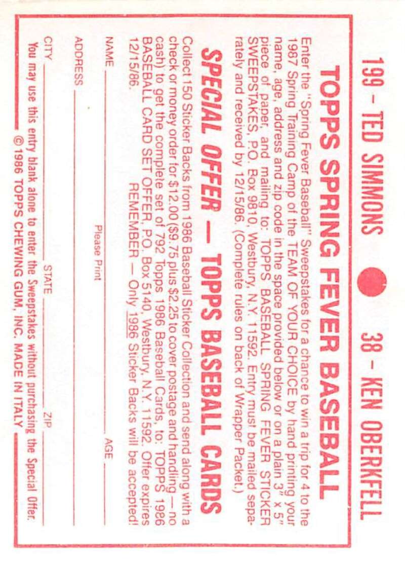 1986 Topps MLB Baseball Album Stickers Pick From List - Picture 76 of 398