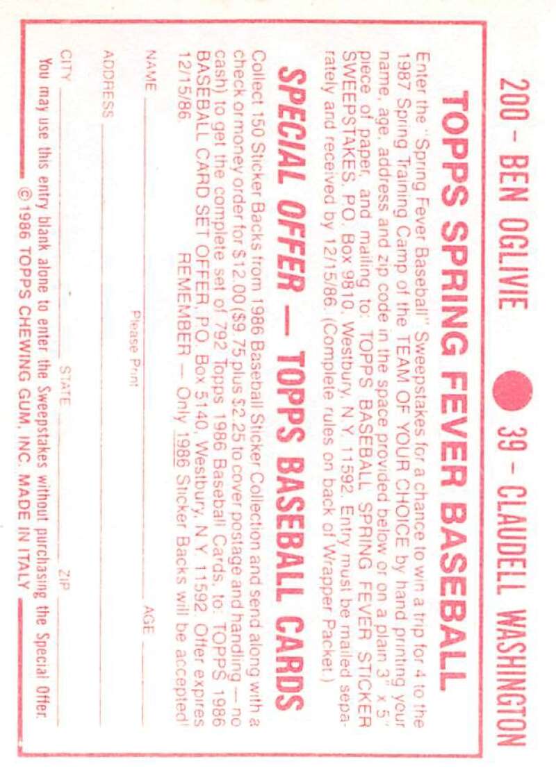 1986 Topps MLB Baseball Album Stickers Pick From List - Picture 78 of 398