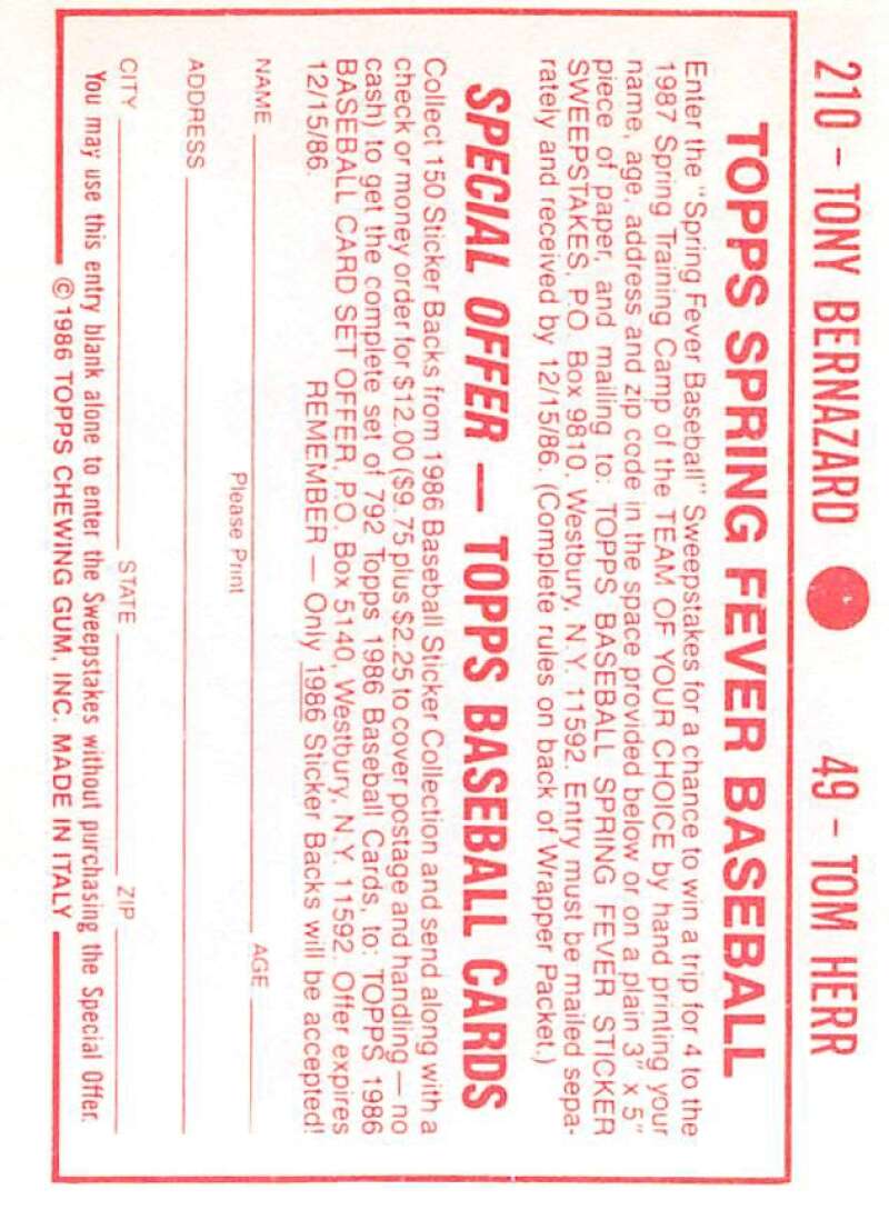 1986 Topps MLB Baseball Album Stickers Pick From List - Picture 98 of 398