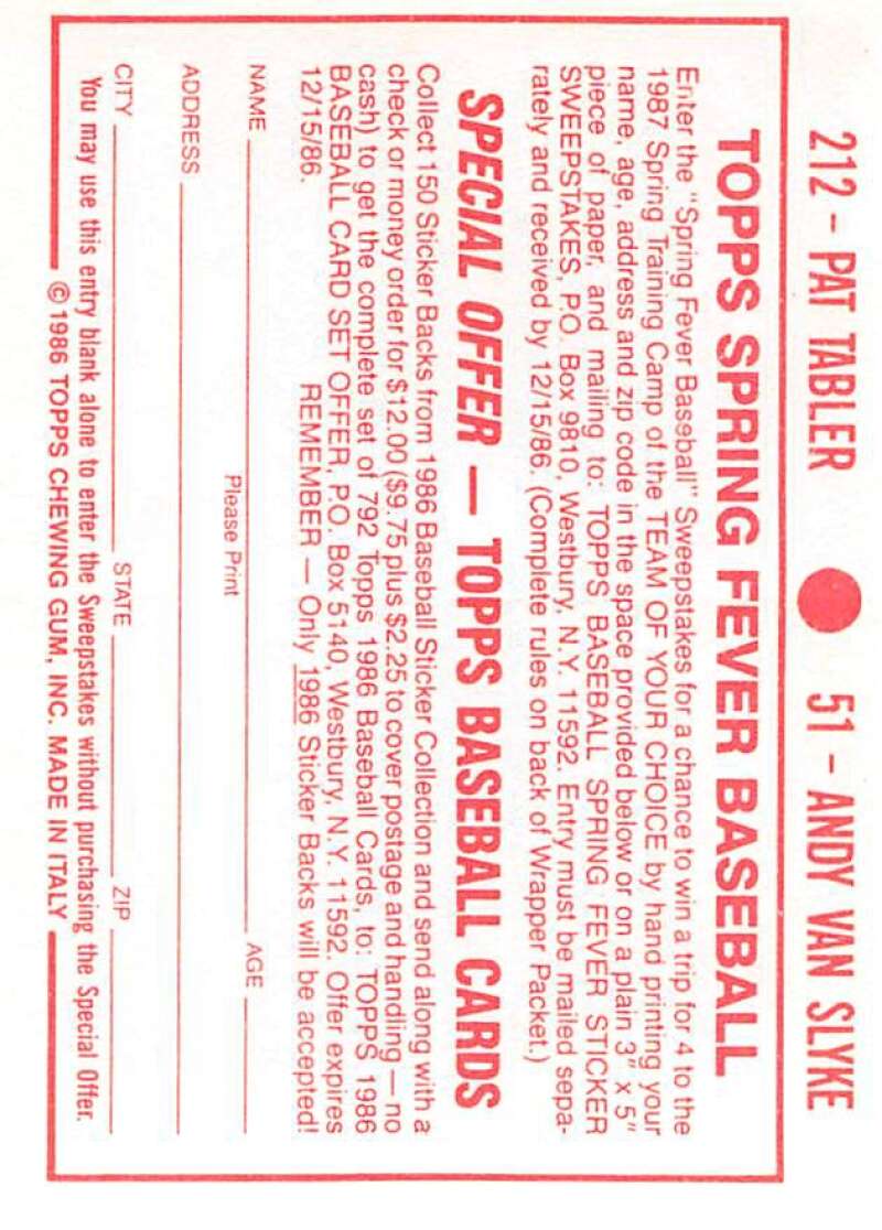 1986 Topps MLB Baseball Album Stickers Pick From List - Picture 102 of 398