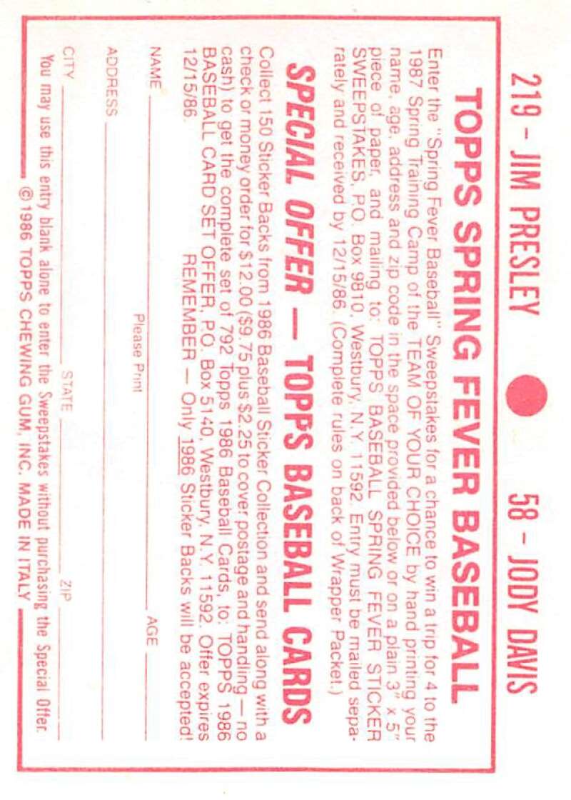 1986 Topps MLB Baseball Album Stickers Pick From List - Picture 116 of 398