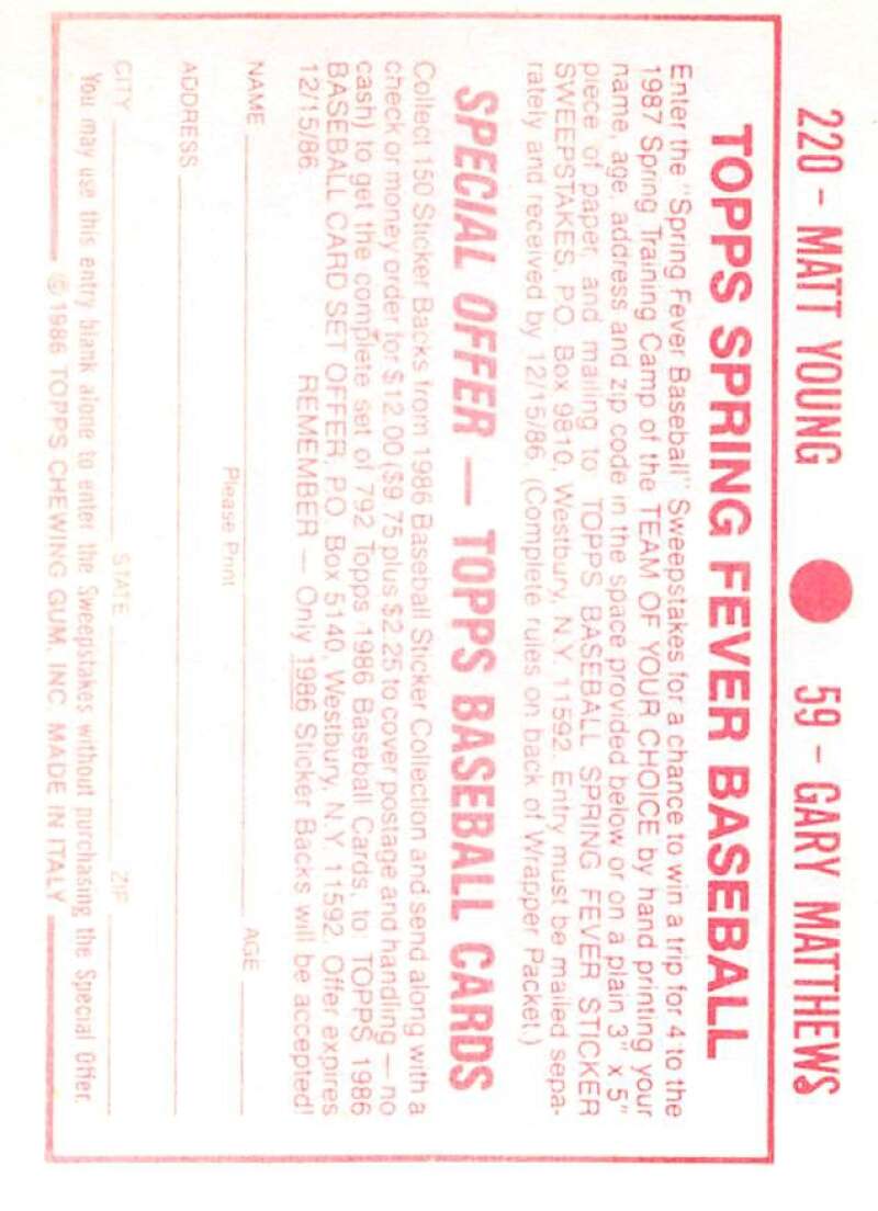 1986 Topps MLB Baseball Album Stickers Pick From List - Picture 118 of 398