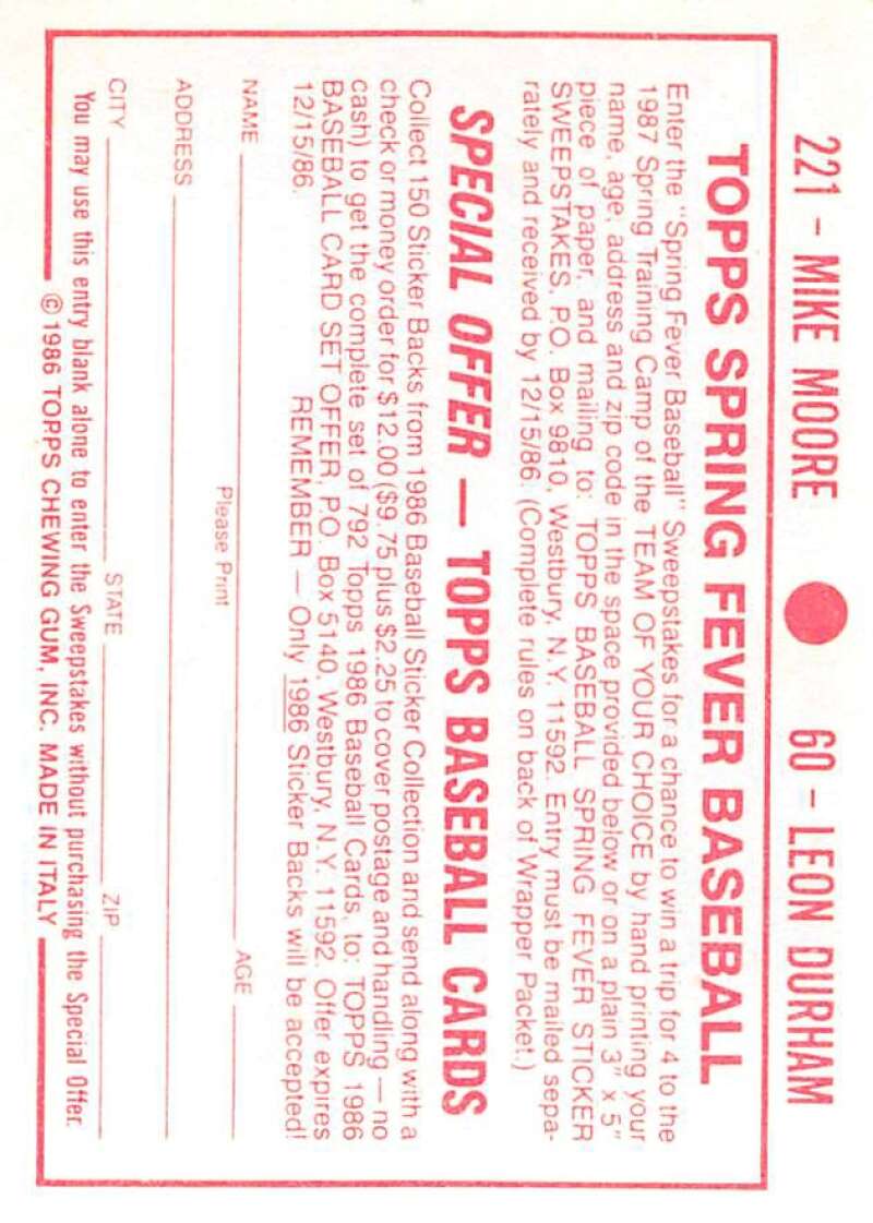 1986 Topps MLB Baseball Album Stickers Pick From List - Picture 120 of 398