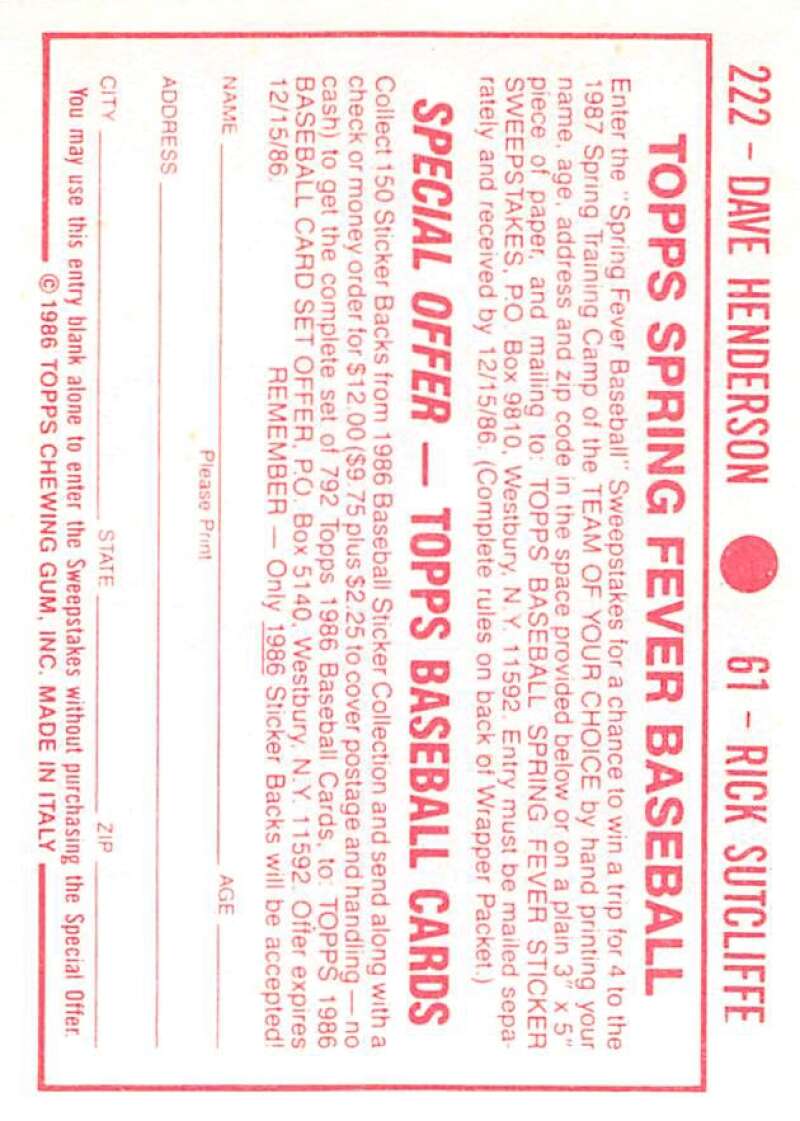 1986 Topps MLB Baseball Album Stickers Pick From List - Picture 122 of 398