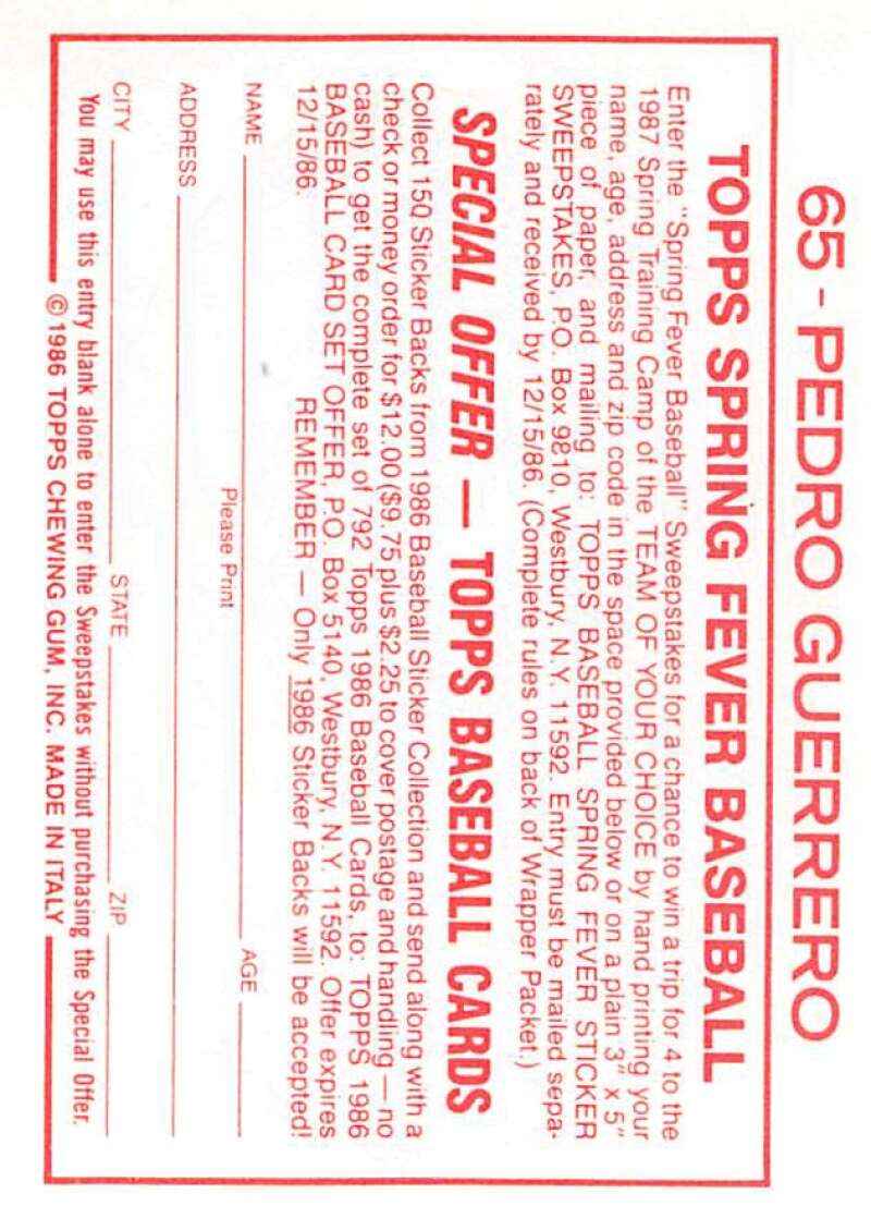 1986 Topps MLB Baseball Album Stickers Pick From List - Picture 130 of 398