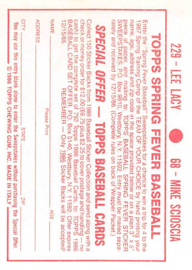 1986 Topps MLB Baseball Album Stickers Pick From List - Picture 136 of 398