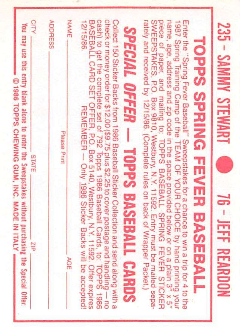 1986 Topps MLB Baseball Album Stickers Pick From List - Picture 152 of 398