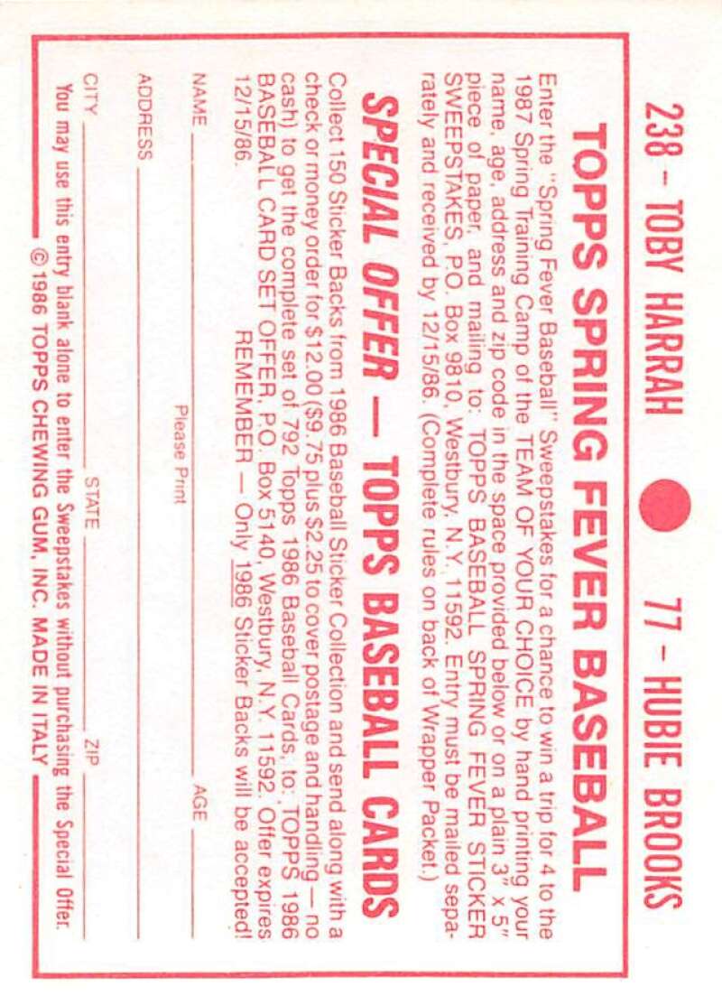 1986 Topps MLB Baseball Album Stickers Pick From List - Picture 154 of 398