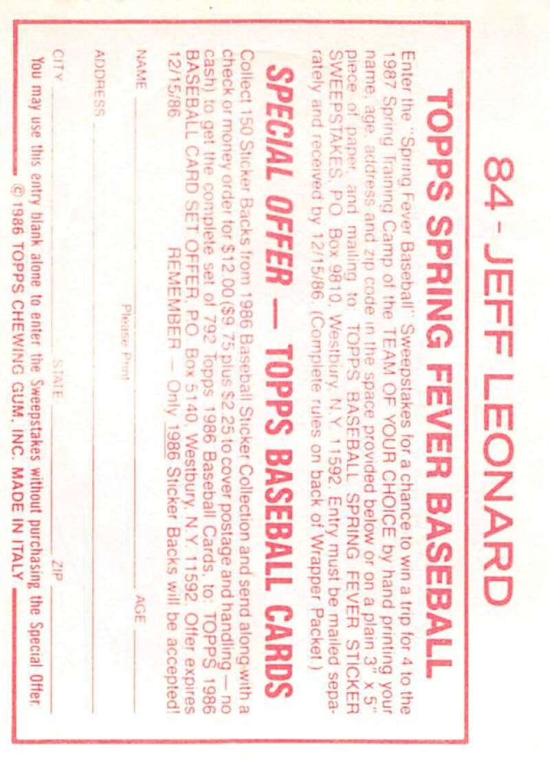 1986 Topps MLB Baseball Album Stickers Pick From List - Picture 168 of 398