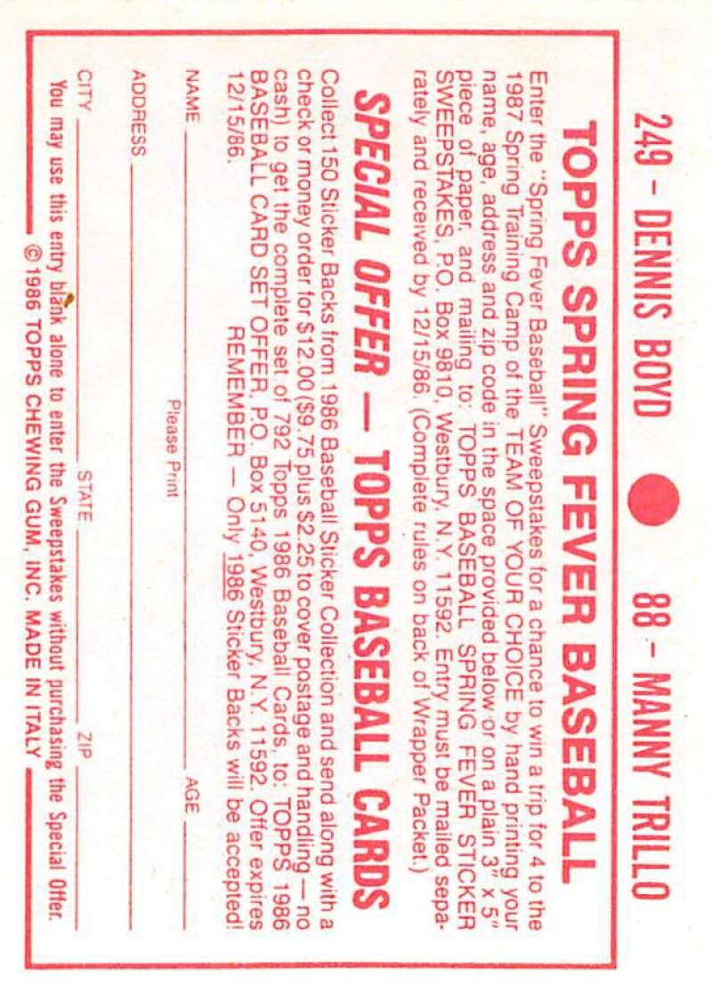 1986 Topps MLB Baseball Album Stickers Pick From List - Picture 176 of 398