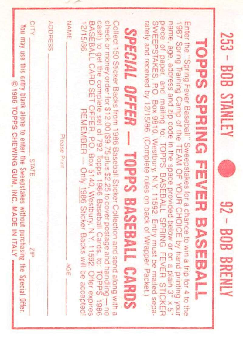 1986 Topps MLB Baseball Album Stickers Pick From List - Picture 184 of 398