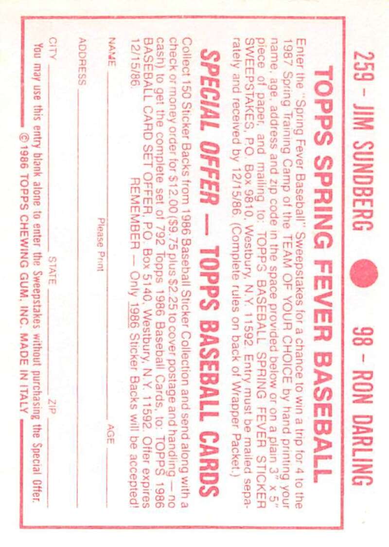 1986 Topps MLB Baseball Album Stickers Pick From List - Picture 196 of 398