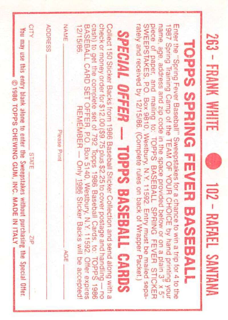 1986 Topps MLB Baseball Album Stickers Pick From List - Picture 204 of 398