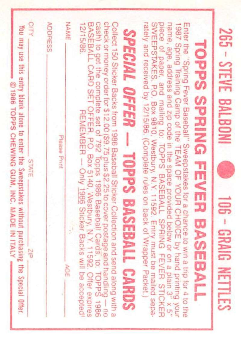 1986 Topps MLB Baseball Album Stickers Pick From List - Picture 212 of 398