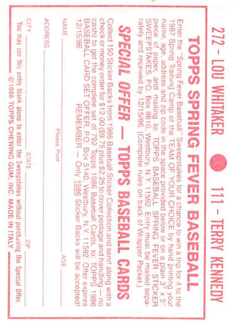 1986 Topps MLB Baseball Album Stickers Pick From List - Picture 222 of 398