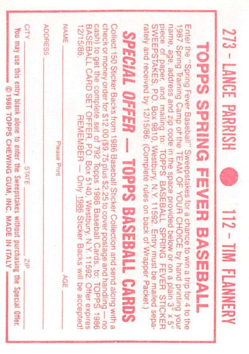 1986 Topps MLB Baseball Album Stickers Pick From List - Picture 224 of 398