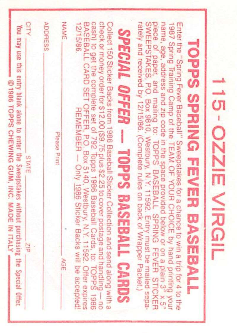 1986 Topps MLB Baseball Album Stickers Pick From List - Picture 230 of 398