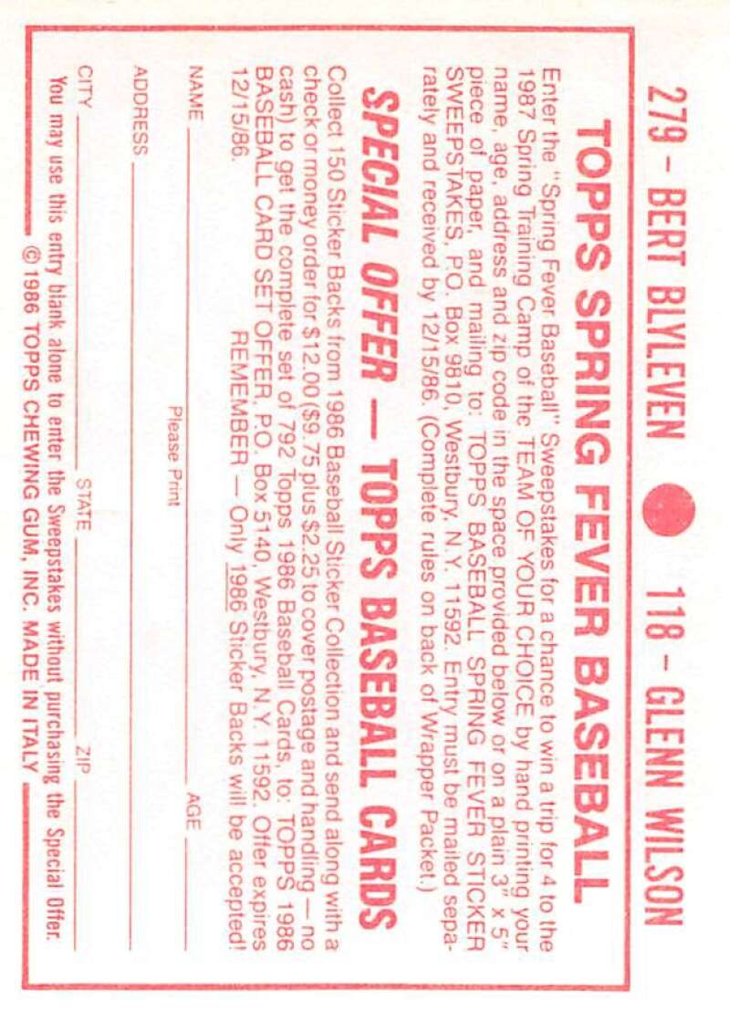 1986 Topps MLB Baseball Album Stickers Pick From List - Picture 236 of 398