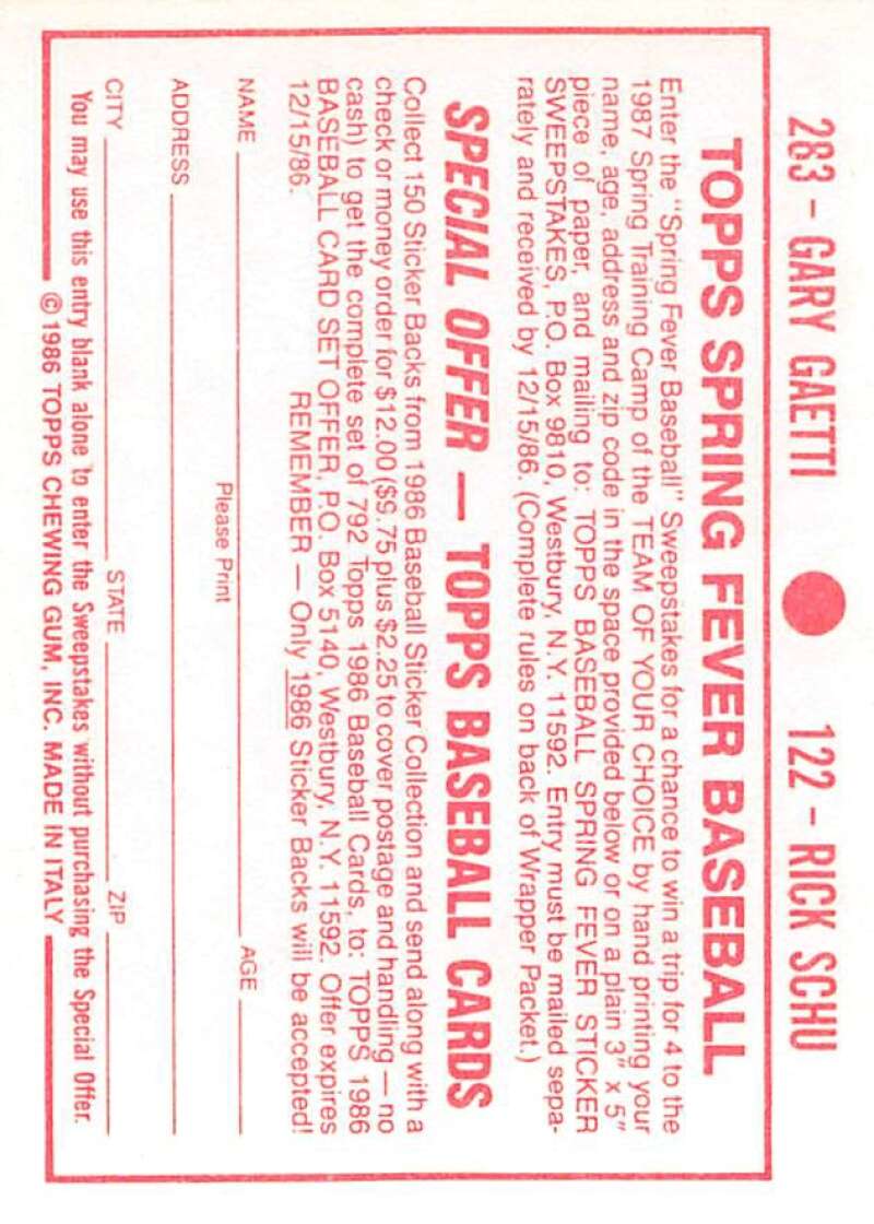 1986 Topps MLB Baseball Album Stickers Pick From List - Picture 244 of 398