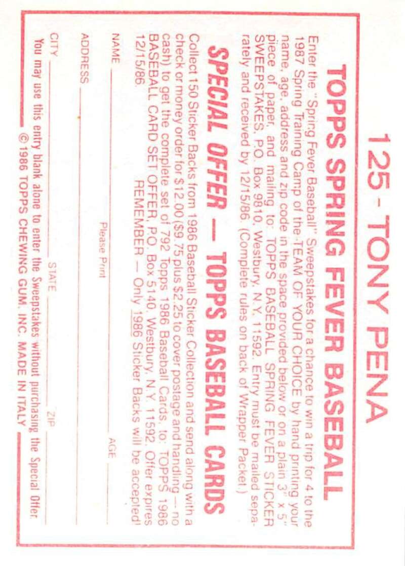 1986 Topps MLB Baseball Album Stickers Pick From List - Picture 250 of 398