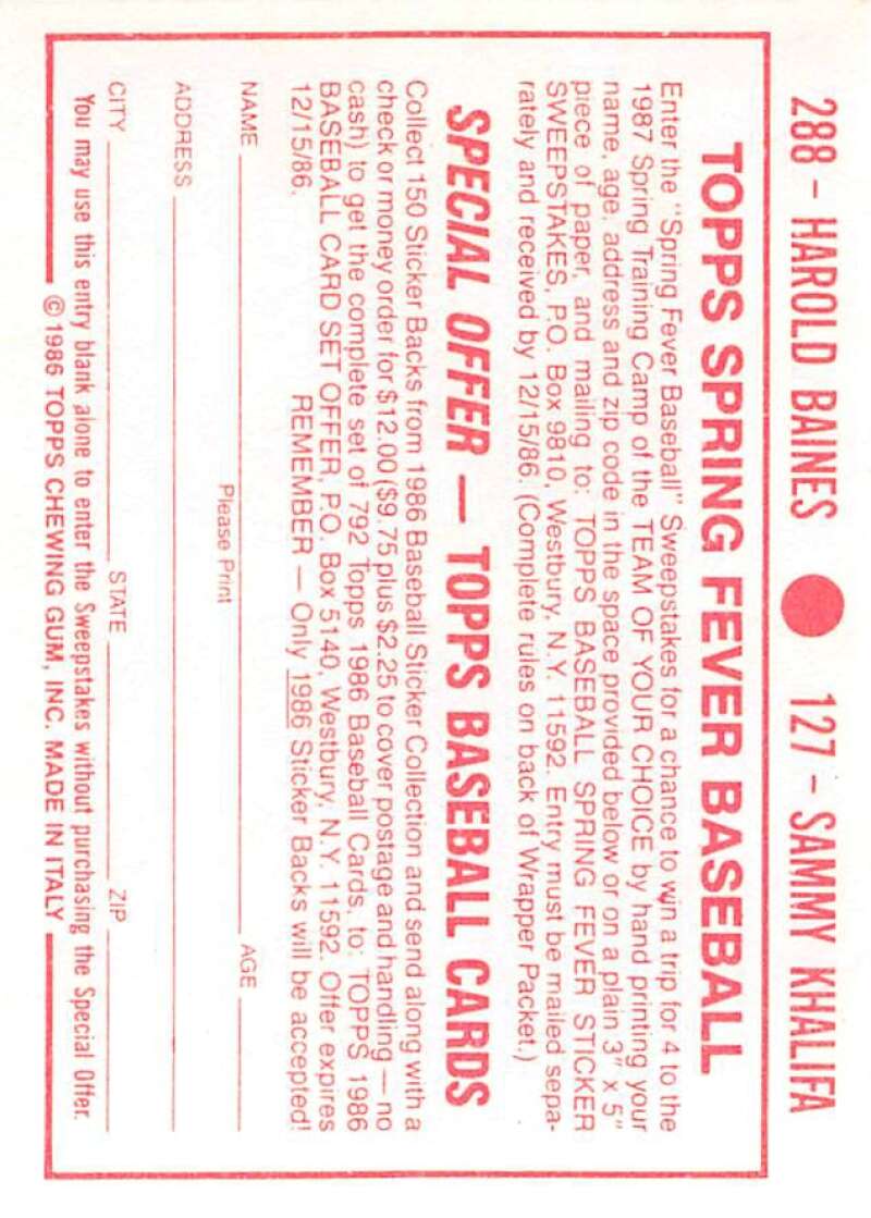 1986 Topps MLB Baseball Album Stickers Pick From List - Picture 254 of 398