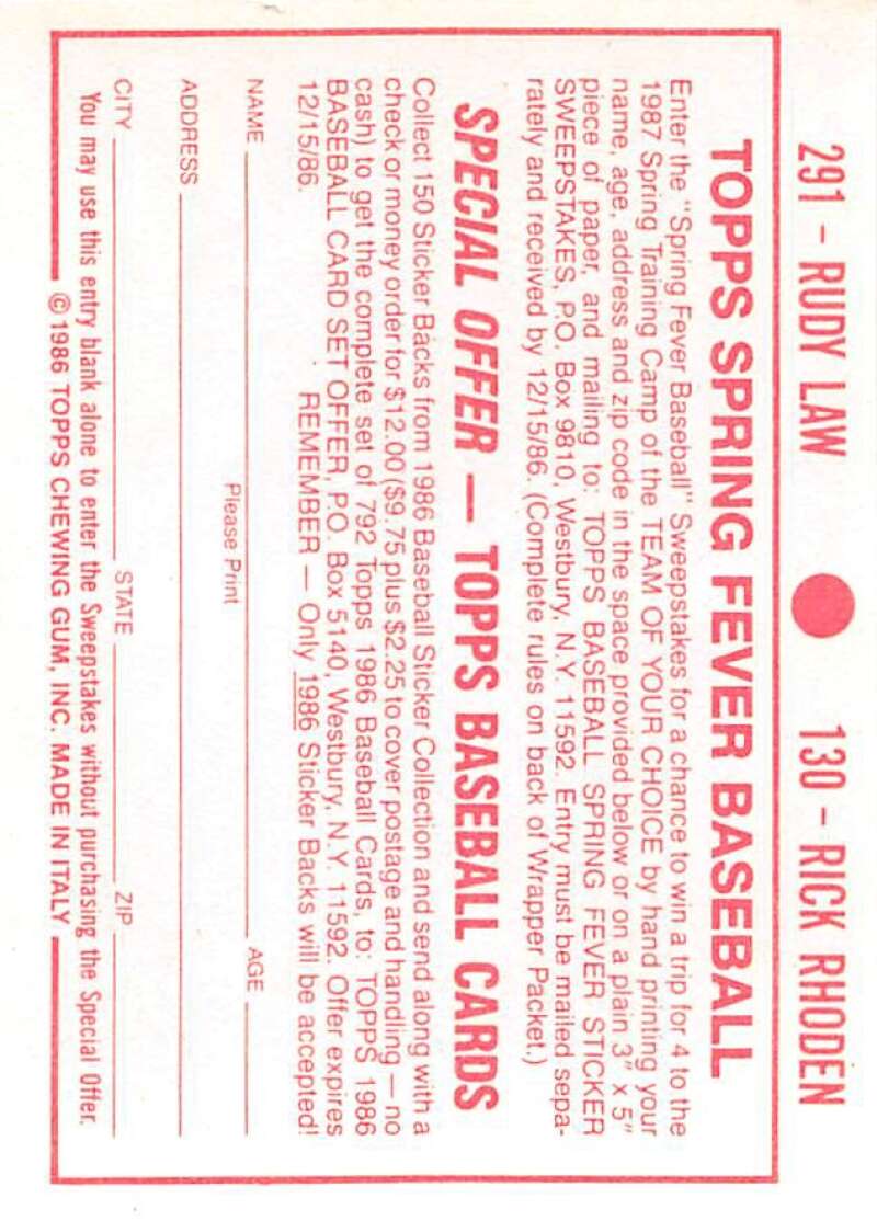 1986 Topps MLB Baseball Album Stickers Pick From List - Picture 260 of 398