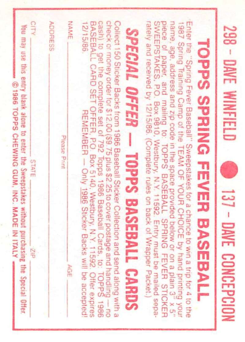 1986 Topps MLB Baseball Album Stickers Pick From List - Picture 274 of 398