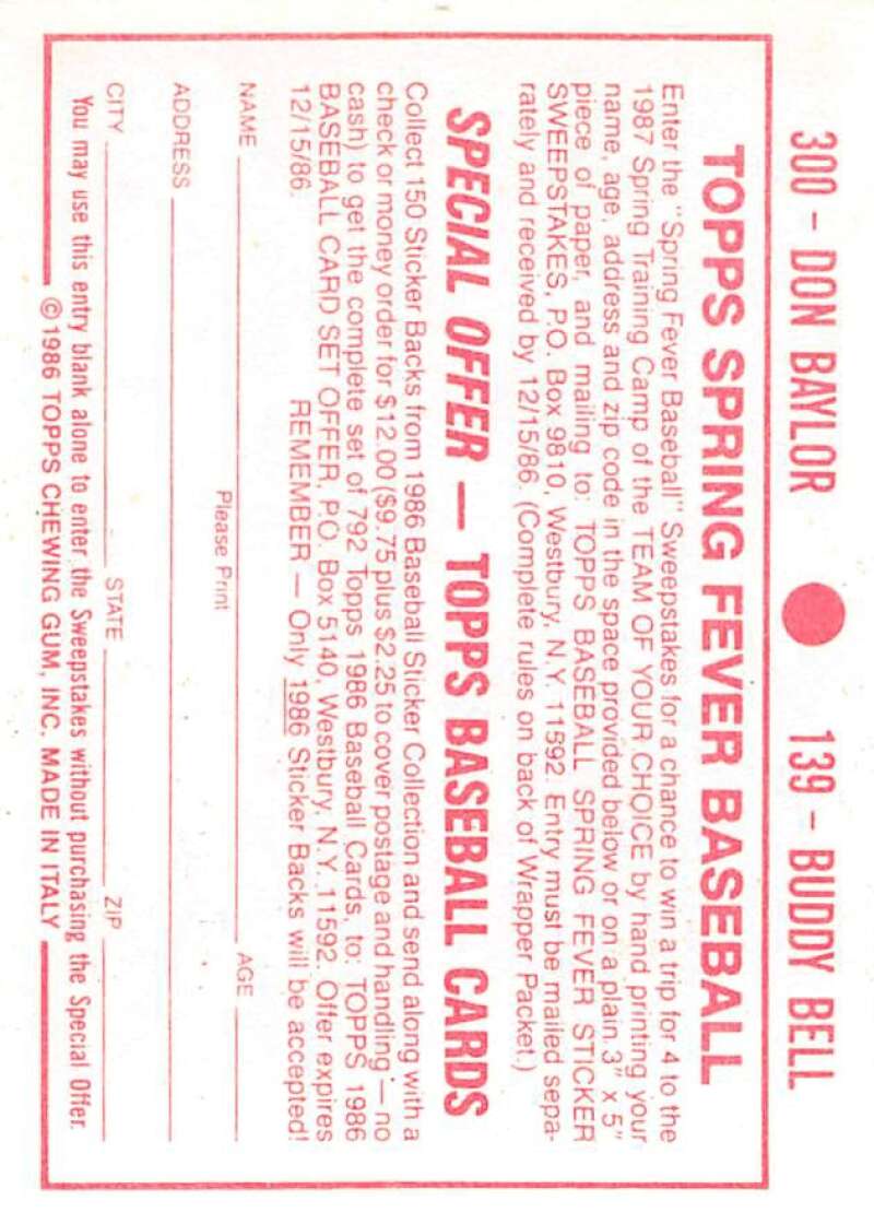 1986 Topps MLB Baseball Album Stickers Pick From List - Picture 278 of 398