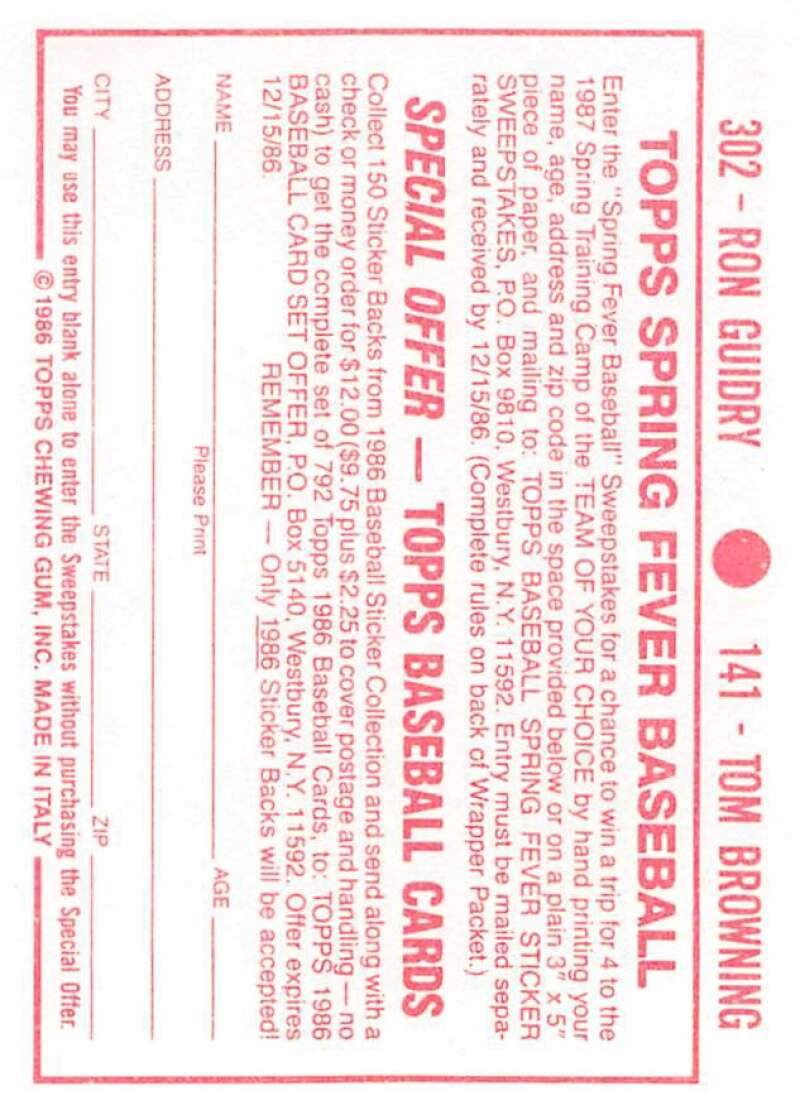 1986 Topps MLB Baseball Album Stickers Pick From List - Picture 282 of 398