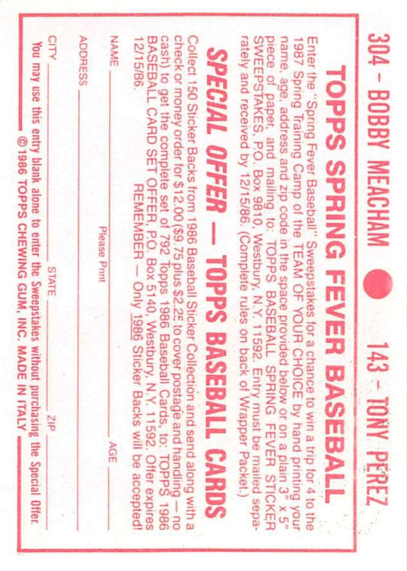 1986 Topps MLB Baseball Album Stickers Pick From List - Picture 286 of 398