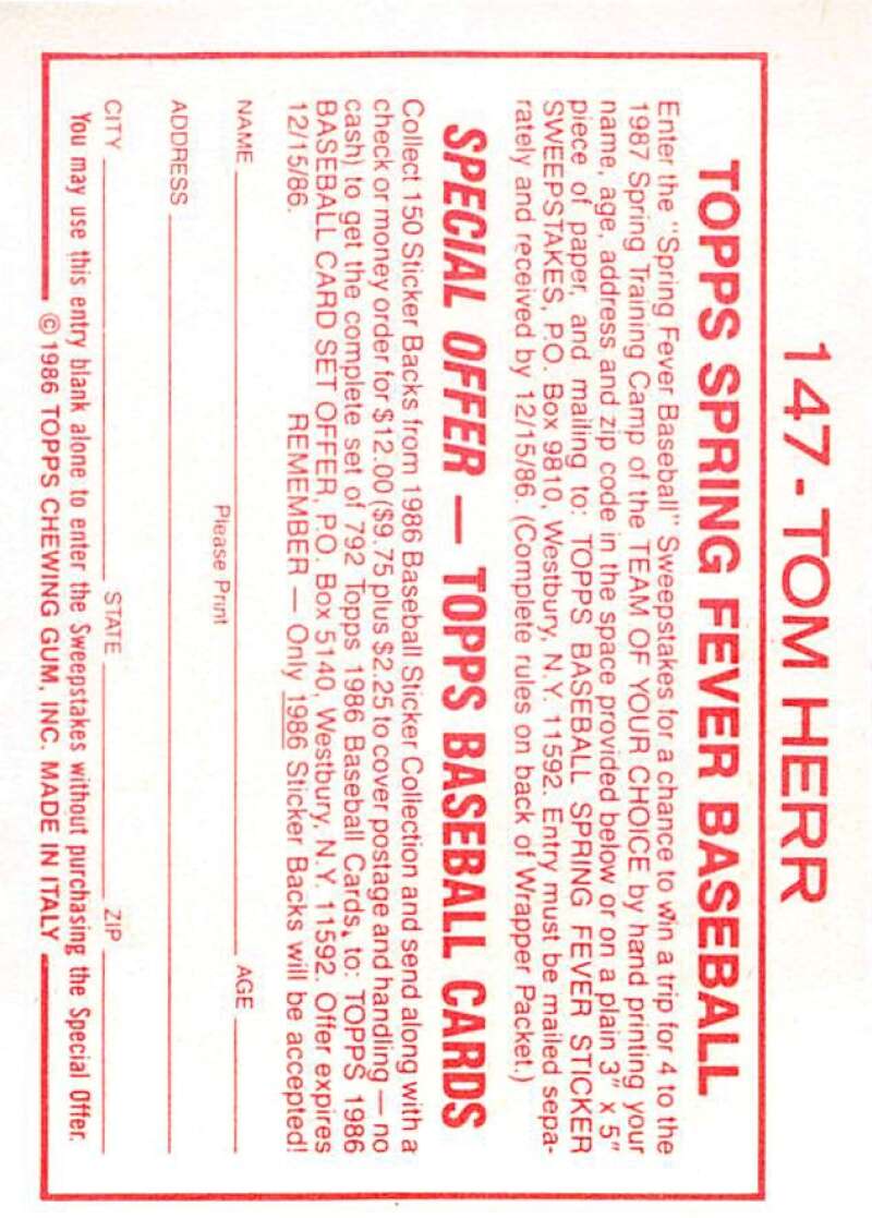 1986 Topps MLB Baseball Album Stickers Pick From List - Picture 294 of 398