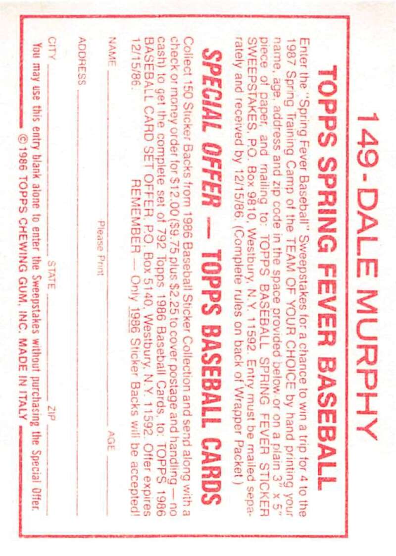 1986 Topps MLB Baseball Album Stickers Pick From List - Picture 298 of 398