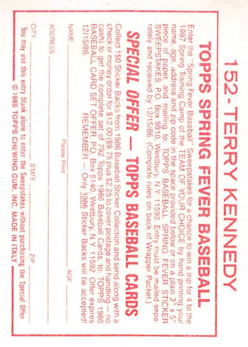 1986 Topps MLB Baseball Album Stickers Pick From List - Picture 304 of 398