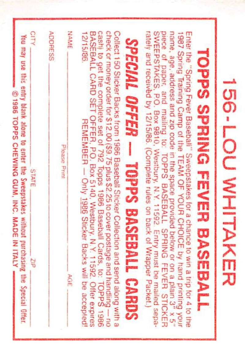 1986 Topps MLB Baseball Album Stickers Pick From List - Picture 312 of 398