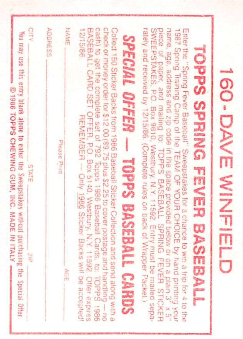 1986 Topps MLB Baseball Album Stickers Pick From List - Picture 320 of 398