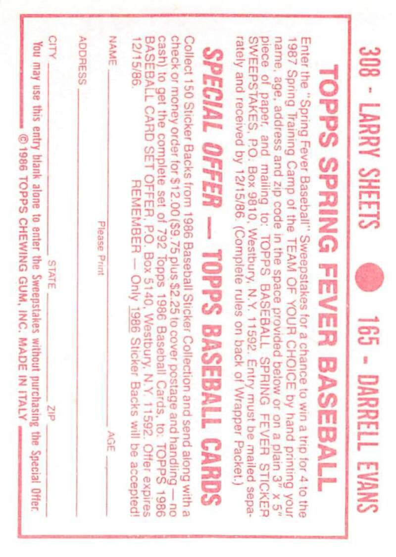 1986 Topps MLB Baseball Album Stickers Pick From List - Picture 330 of 398