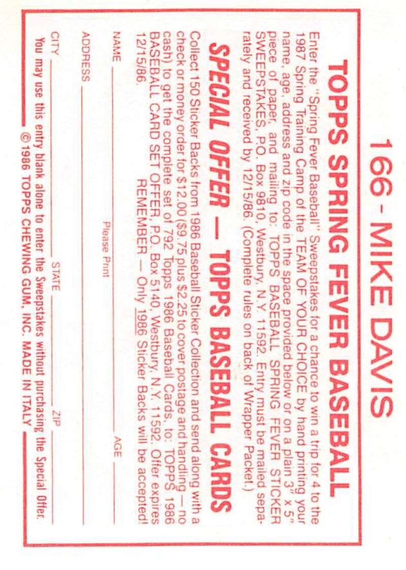 1986 Topps MLB Baseball Album Stickers Pick From List - Picture 332 of 398