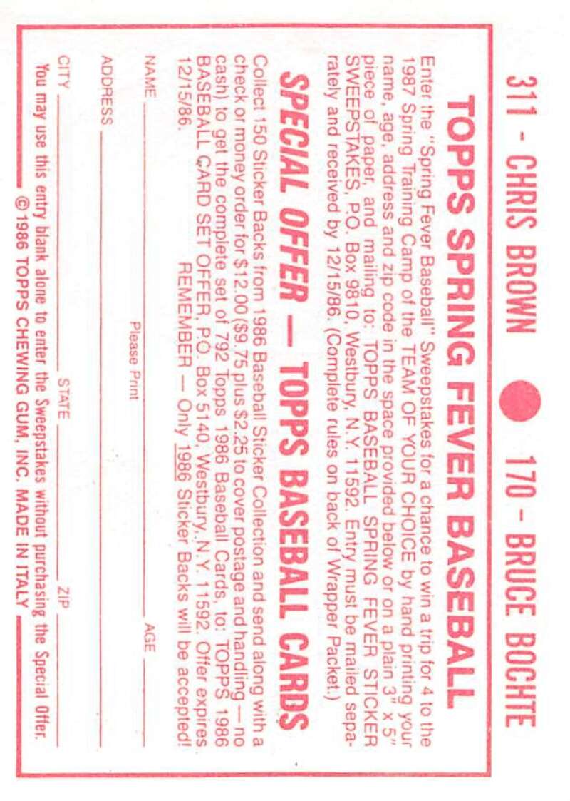 1986 Topps MLB Baseball Album Stickers Pick From List - Picture 340 of 398