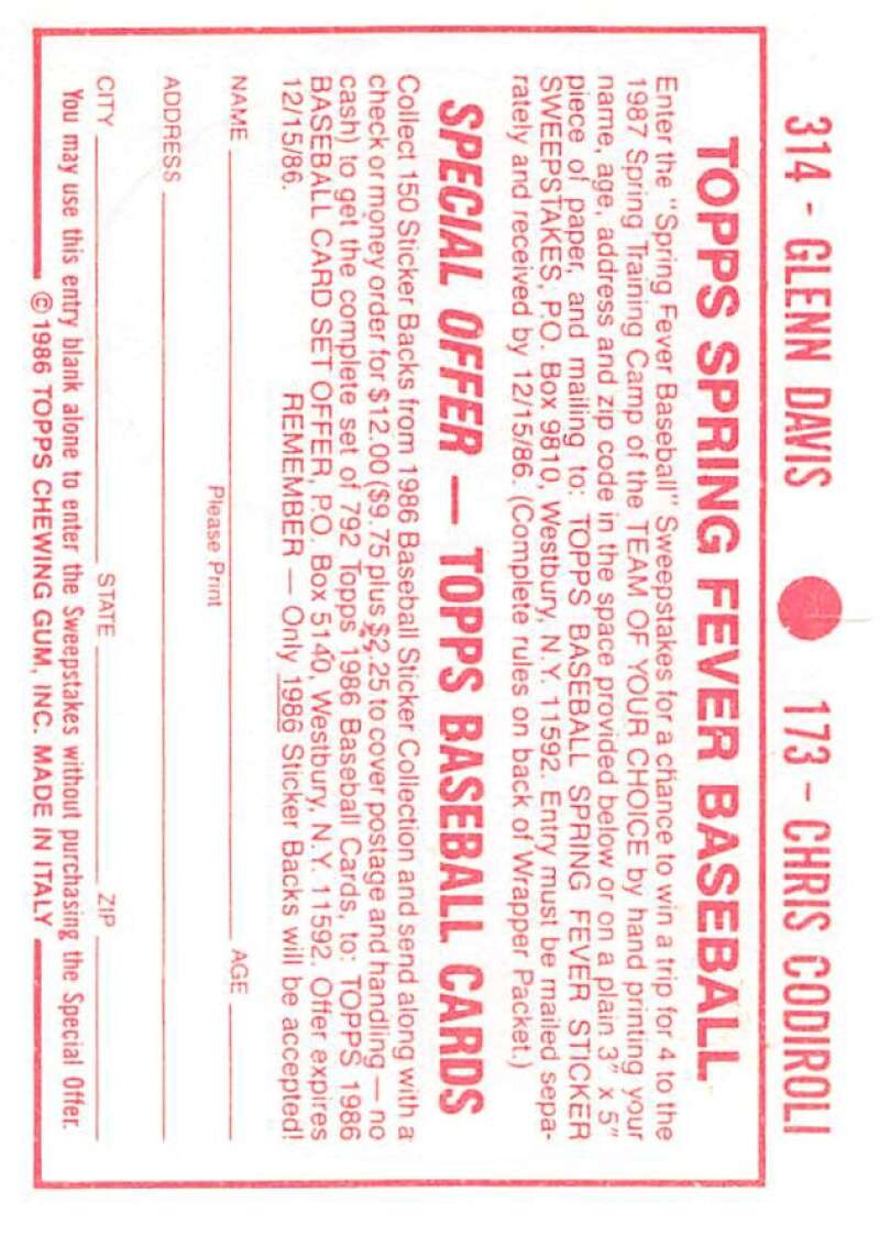 1986 Topps MLB Baseball Album Stickers Pick From List - Picture 346 of 398