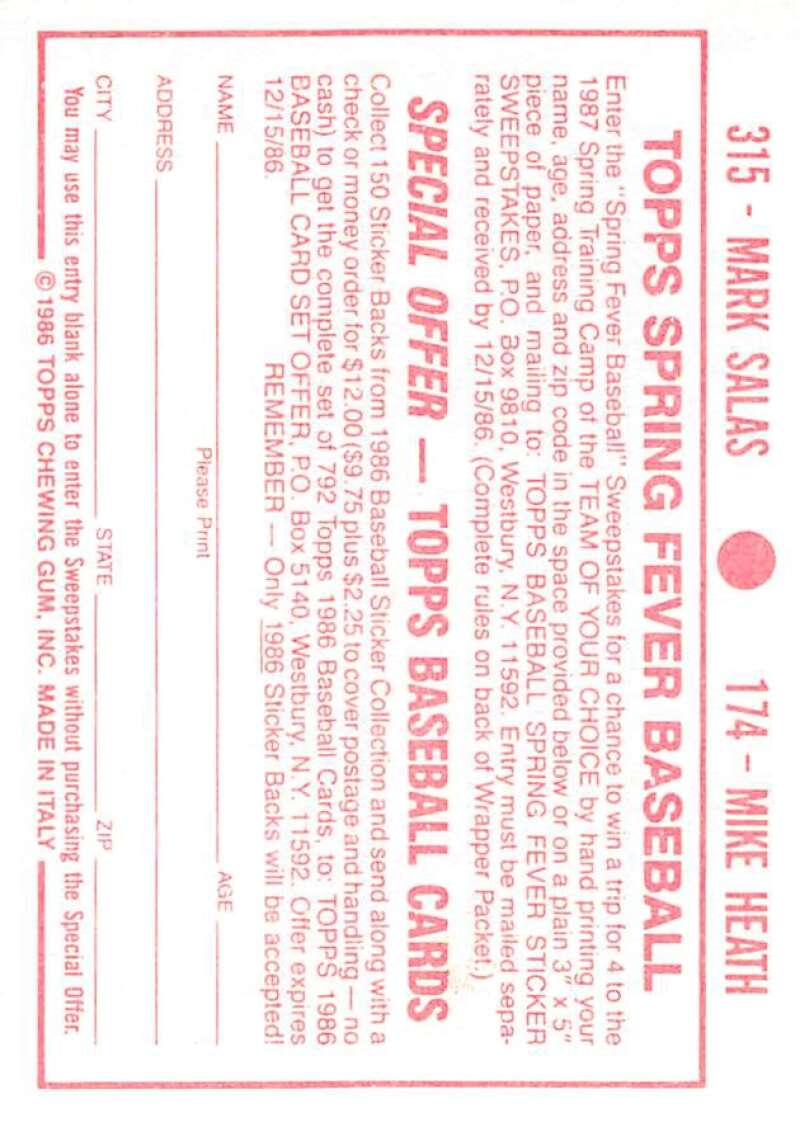 1986 Topps MLB Baseball Album Stickers Pick From List - Picture 348 of 398